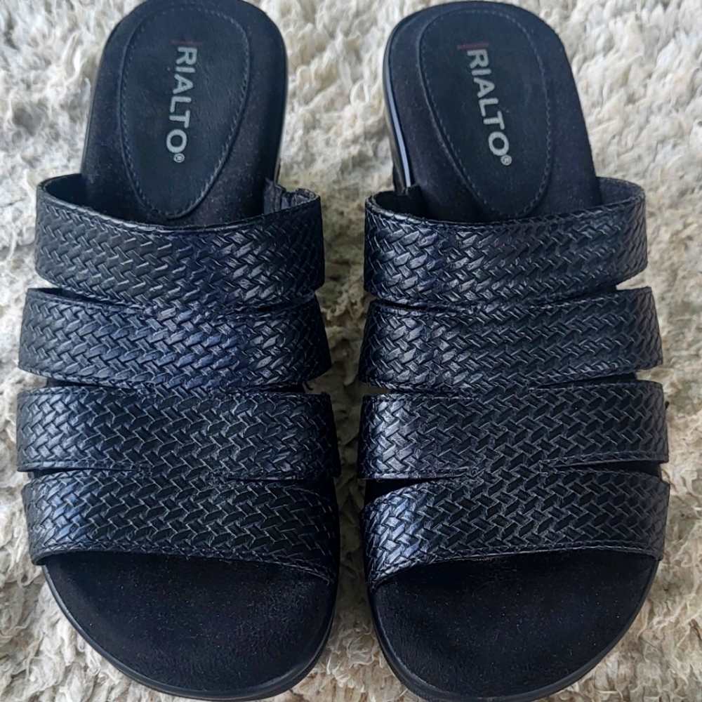 Black Step in Platform Sandals